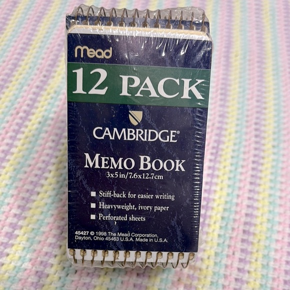 Vintage Sealed 1998 The Mead Corporation Cambridge Memo Book 12 Pack Made in USA - Picture 1 of 9